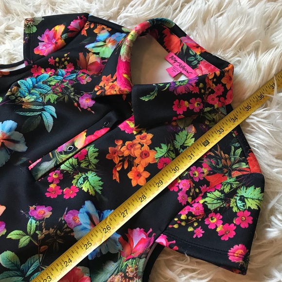 Betsy Johnson Black Floral Print Shirt Dress - Picture 4 of 7